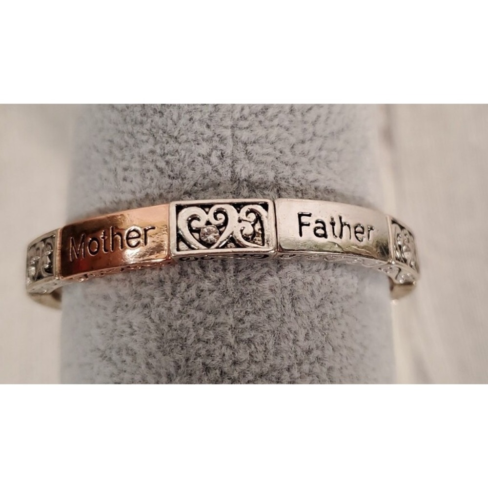 Mother Bracelet Father Hearts Stretch Tri Color Fashion Jewelry NEW
